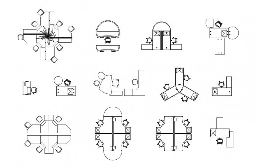 CAd drawings details of fancy four corned work table
