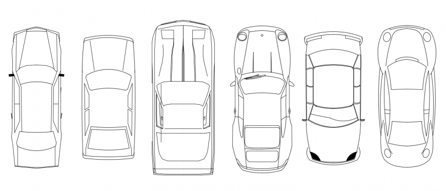 CAd drawings details of five luxury cars