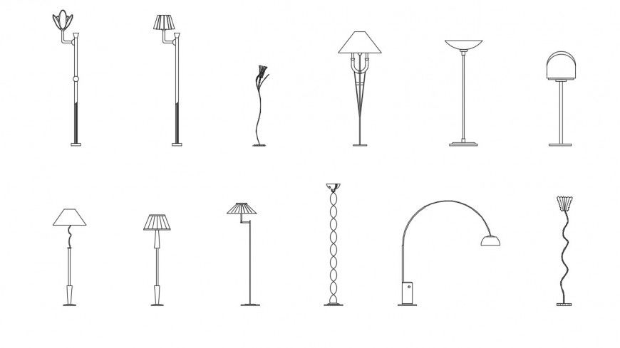CAd drawings details of floor lamps