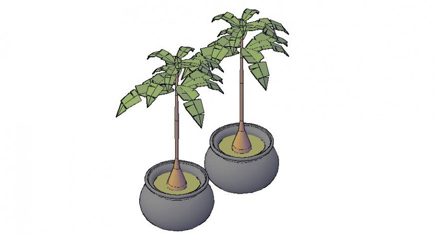 Cad drawings details of flower pot