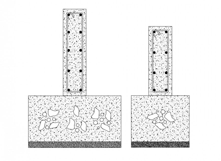 CAD drawings details of foundation footing RCC structure dwg file