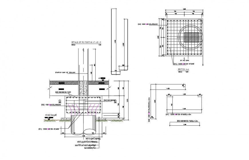 CAD drawings details of foundation footing structure dwg file