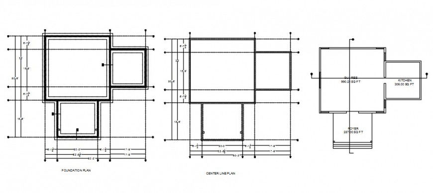 CAD drawings details of foundation plan and centerline plan of building dwg file
