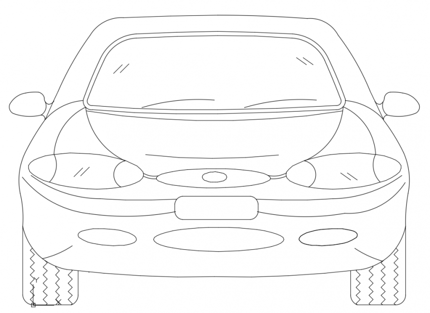 CAd drawings details of front elevation of car engine flex