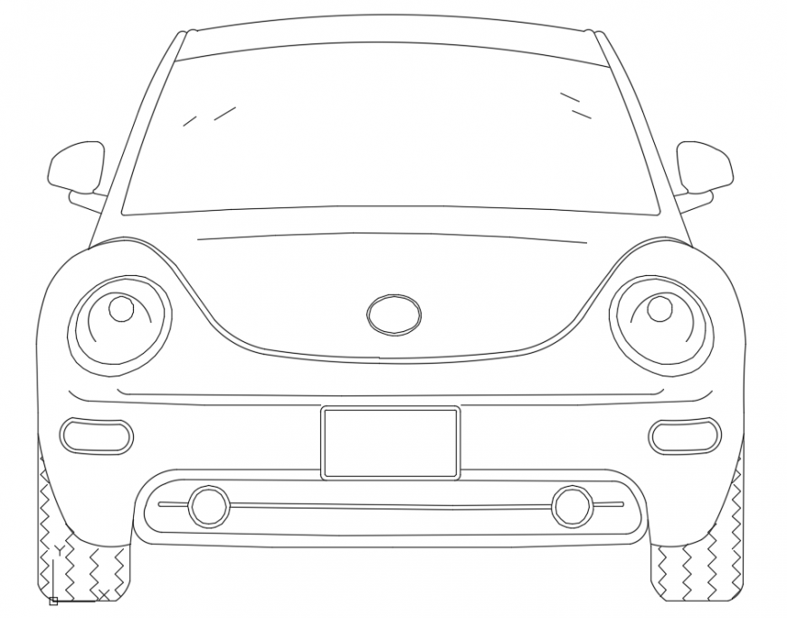 CAd drawings details of front elevation of car twits