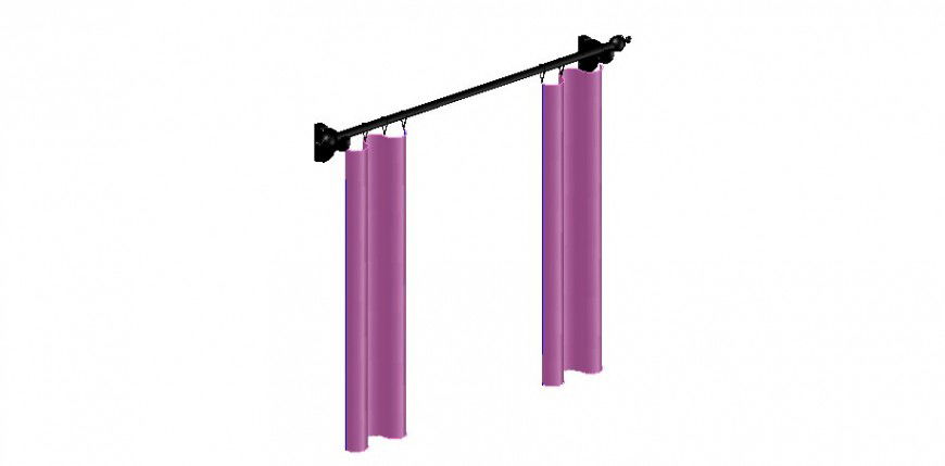 Cad drawings details of front view of window curtain   