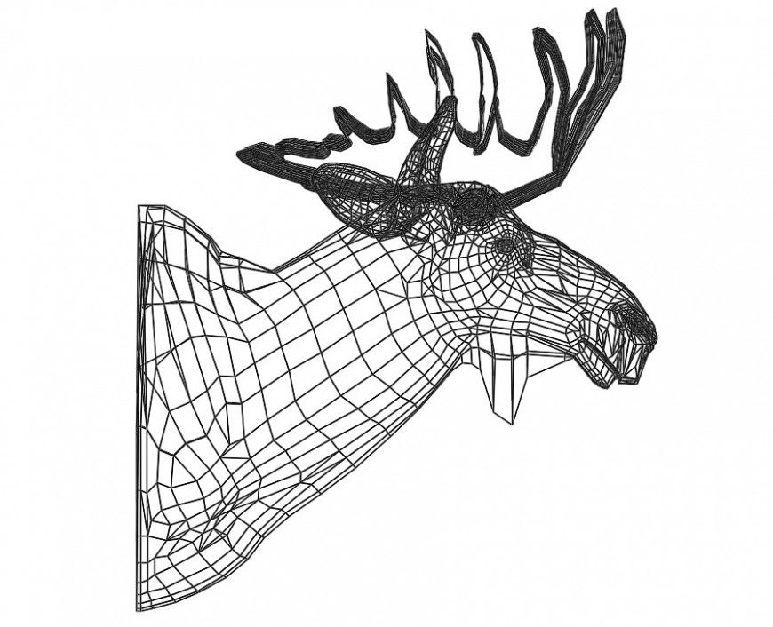 CAd drawings details of hand deer face  
