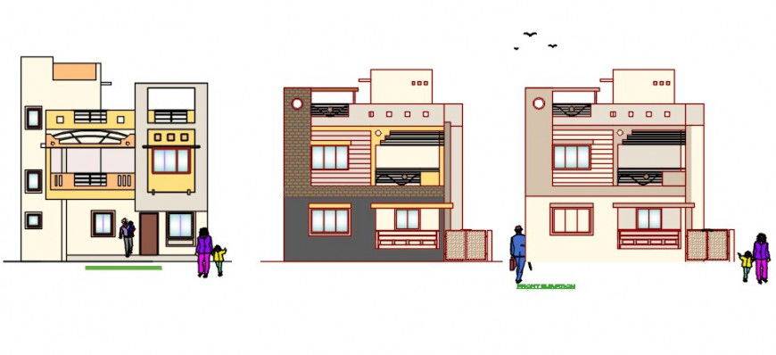 CAD drawings details of housing apartment elevation dwg file