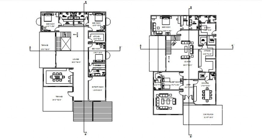 CAD drawings details of housing bungalow layout autocad software file