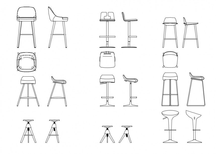 CAd drawings details of kitchen  bar  stool furniture