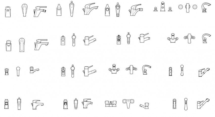 CAd drawings details of kitchen wash basin taps
