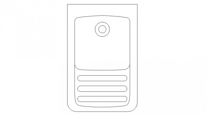 Cad drawings details of left view of steel wash basin