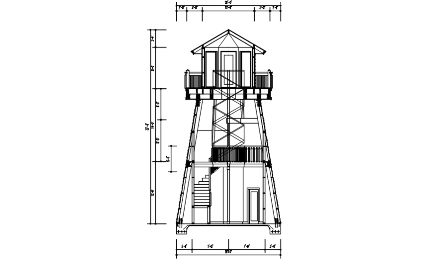 CAD drawings details of lighthouse section dwg autocad file
