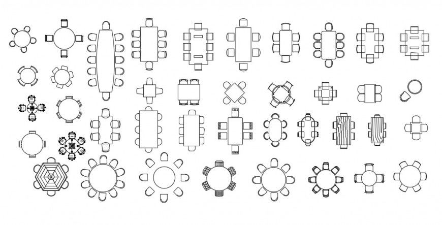 CAd drawings details of long dining area set units