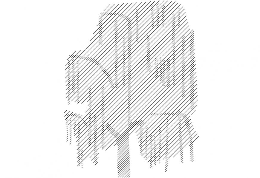 CAd drawings details of long falling leaf  tree