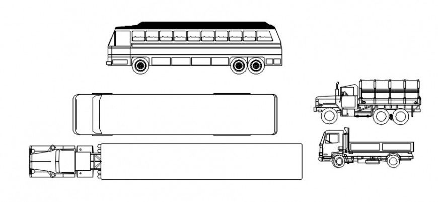 CAD drawings details of long wide airbus and lorry  