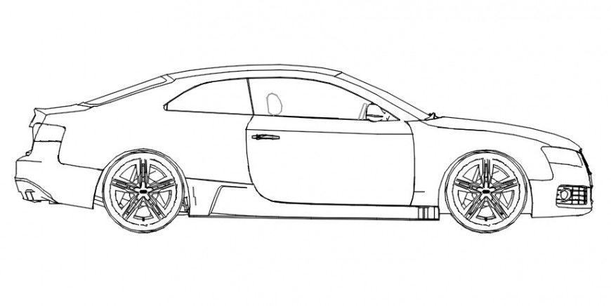 Cad drawings details of long wide car