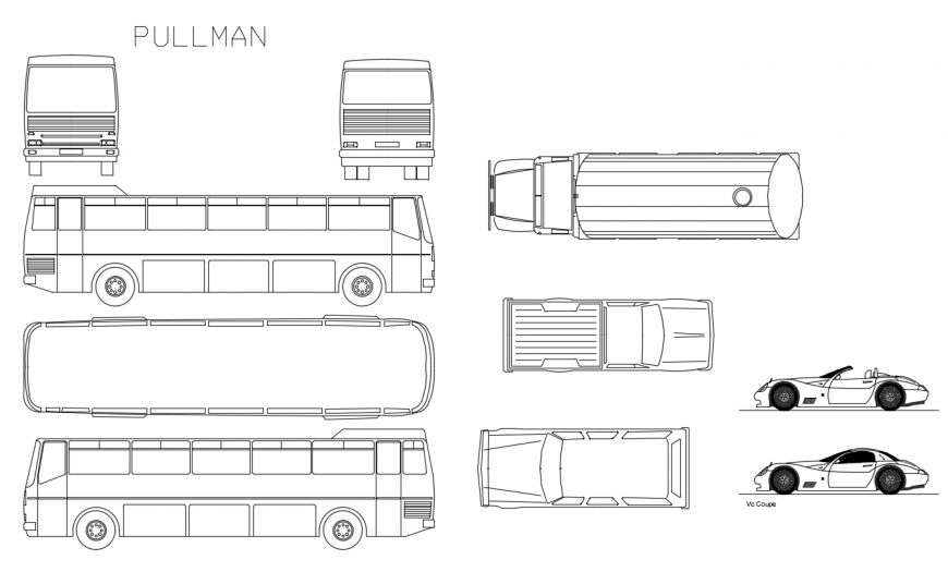 CAd drawings details of luxury cars and pull man cars truck and van