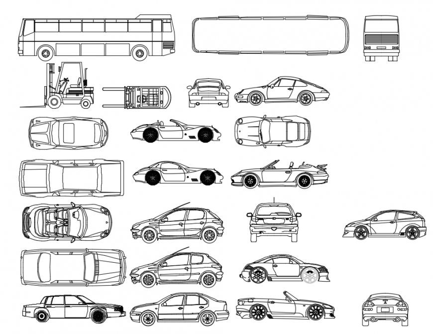 Cad drawings details of luxury front   cars elevation