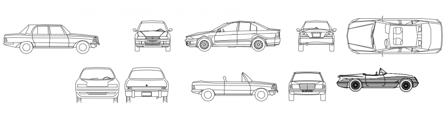 CAD drawings details of luxury open  cars  