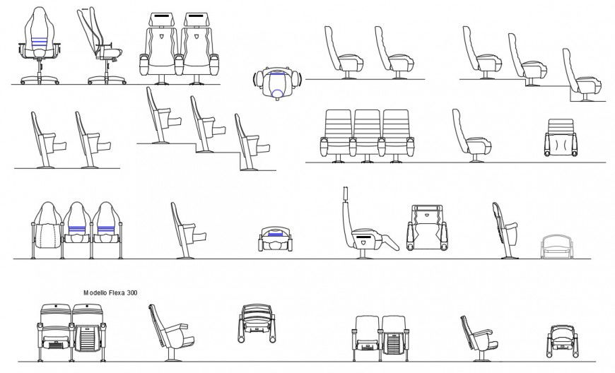 CAd drawings details of manager cabin chair block