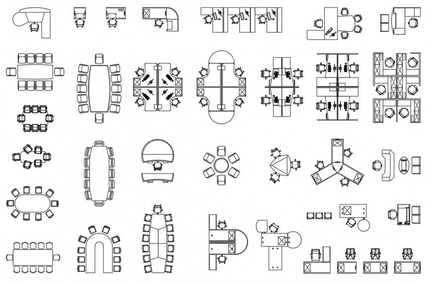 CAd drawings details of office furniture all plan