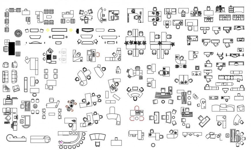 CAd drawings details of office professional furniture sets