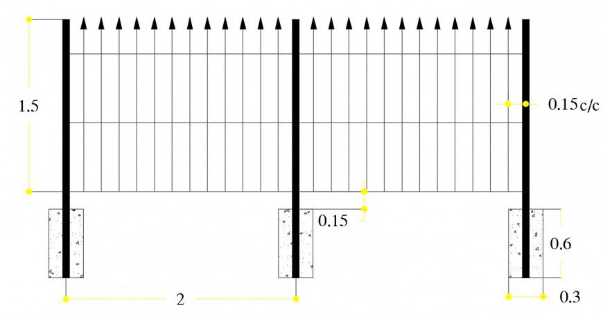 CAd drawings details of perimeter fencing 2d view dwg file