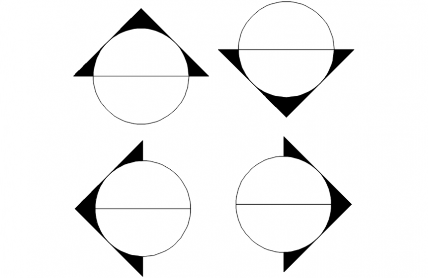 CAd drawings details of point  round window unit