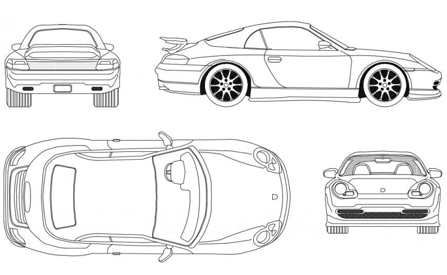 CAd drawings details of Porsche Boxster  class car 