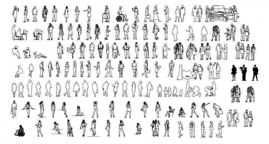 CAd drawings details of public people blocks