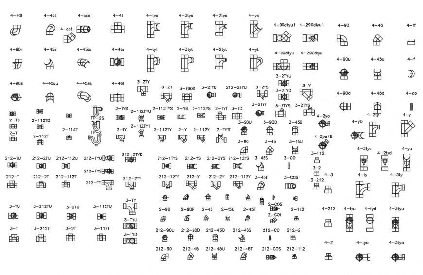 CAd drawings details of PVC pipe and fittings class