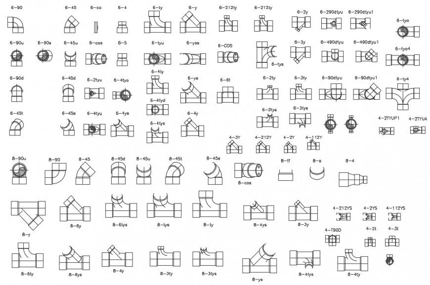 CAd drawings details of PVC pipe and fittings class other detail   