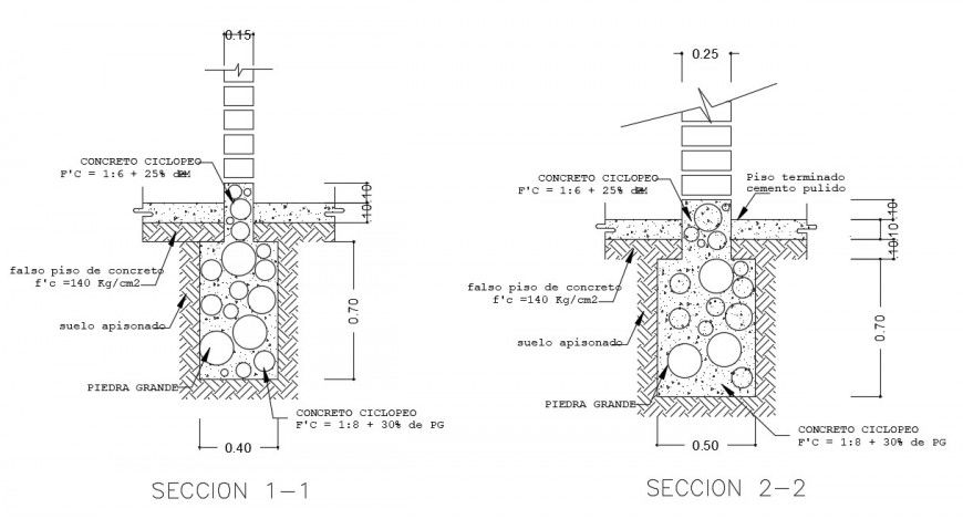CAD drawings details of RCC structure and footing details dwg file