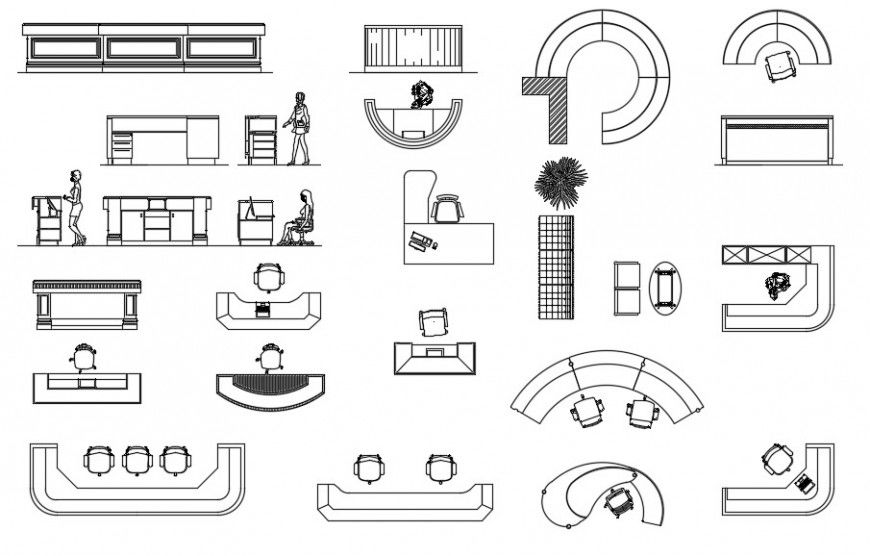 CAd drawings details of reception side corned table 