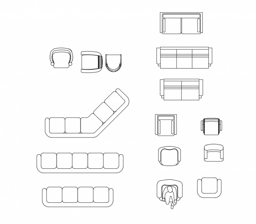 CAd drawings details of relaxing  sofas  