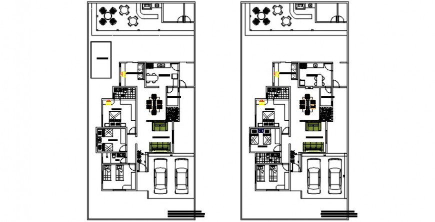 CAD drawings details of residential furnished house floor plan dwg file