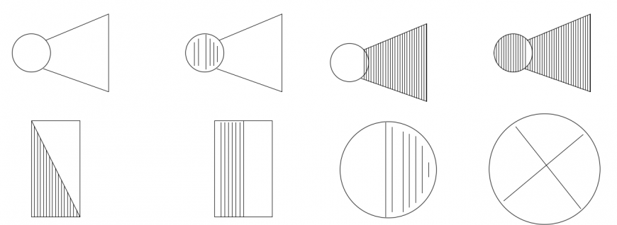 CAd drawings details of round, triangle  
