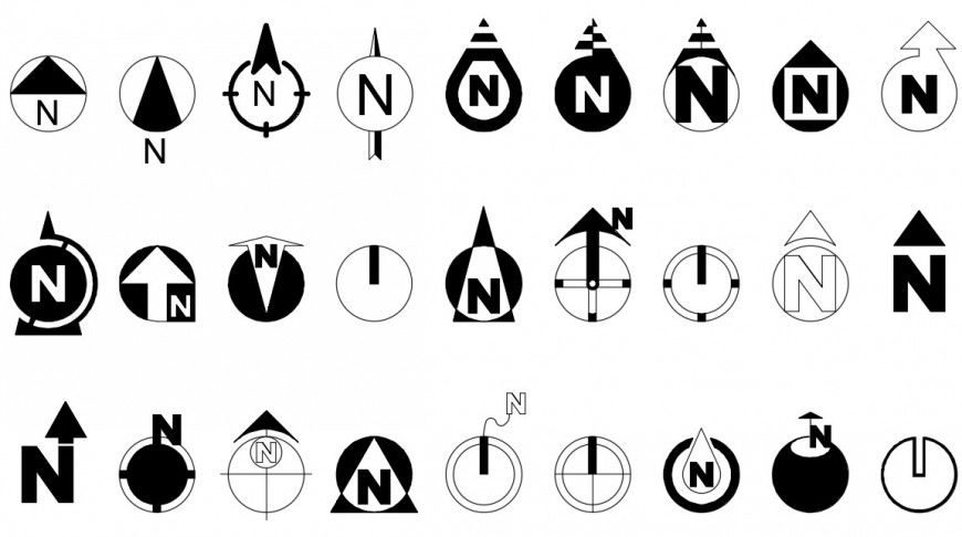 CAd drawings details of round north symbol 