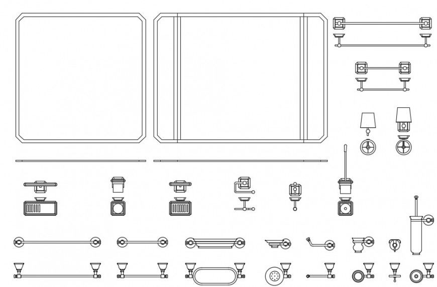 CAd drawings details of sanitary pipes connector accessories