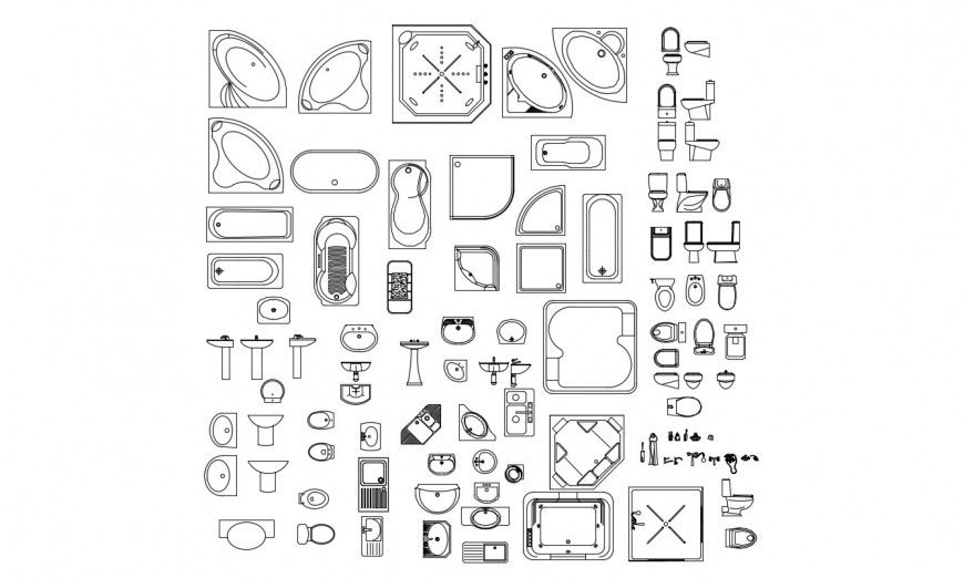 CAD drawings details of sanitary units blocks dwg file