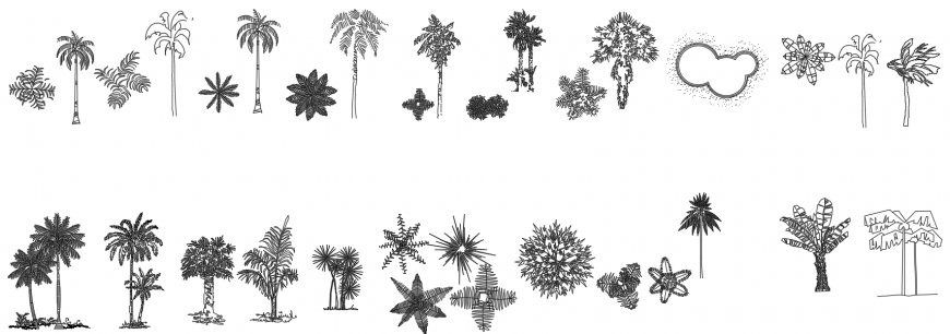 CAD drawings details of shredded  trees and leaves