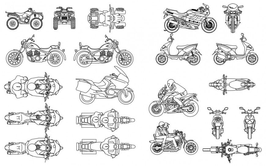 CAd drawings details of side elevation of  biker