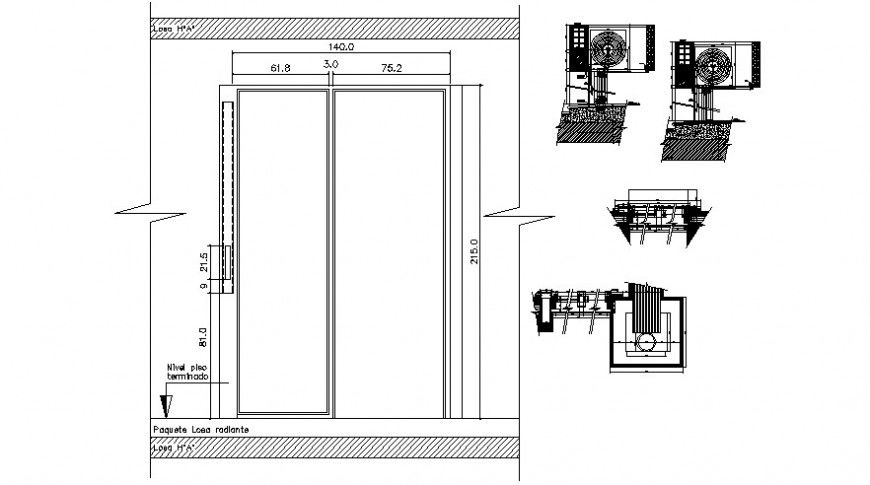 CAD drawings details of sliding door 2d view dwg file
