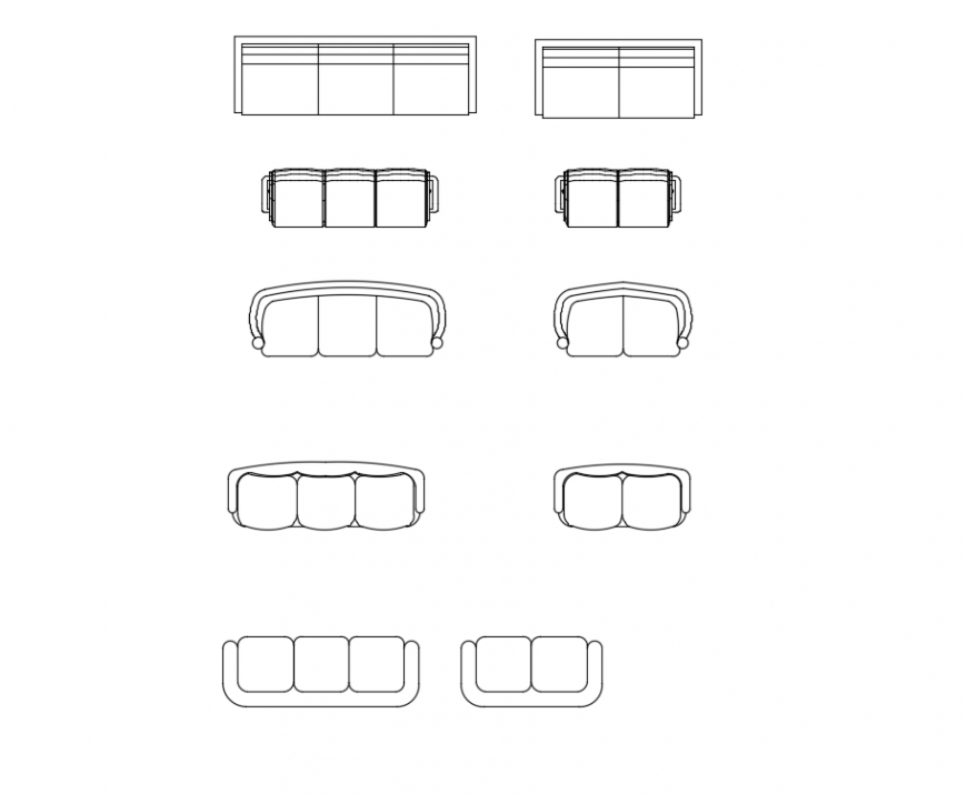CAd drawings details of square   sofas
