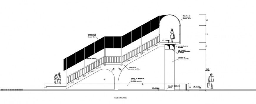 CAD drawings details of stairway construction 2d view dwg file