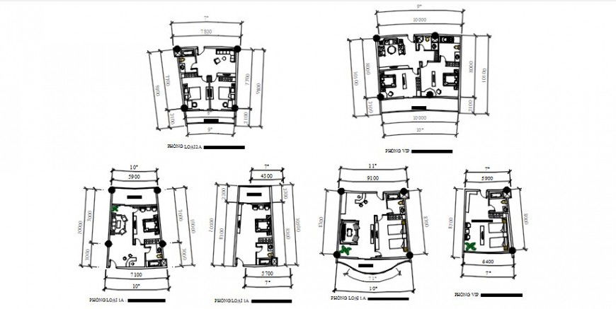 CAD drawings details of the bedroom of resort autocad file