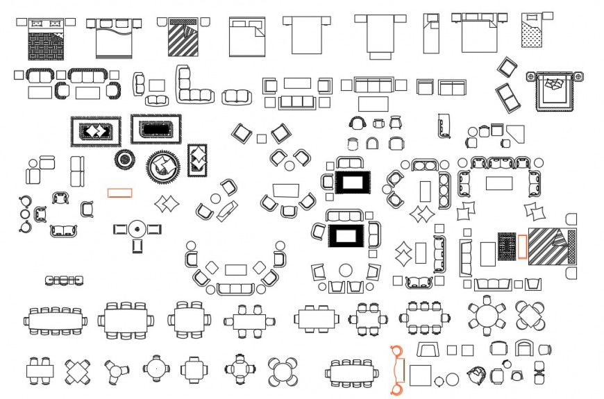 CAd drawings details of the conference table and chairs
