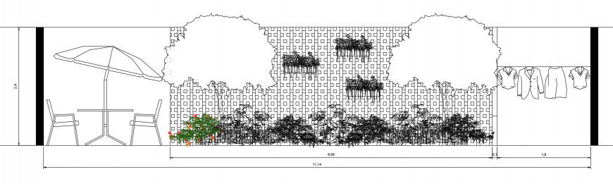 CAD drawings details of the wall with furniture blocks dwg fil
