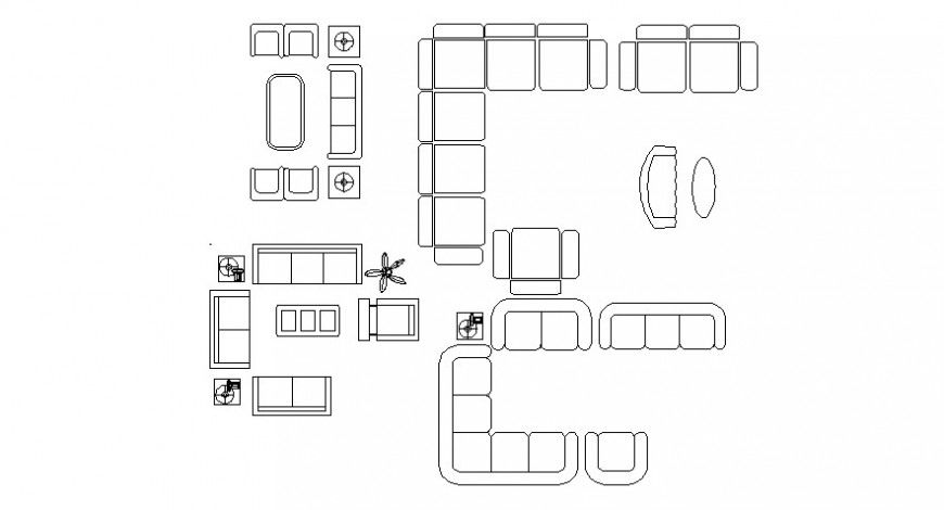 Cad drawings details of three seater sofa